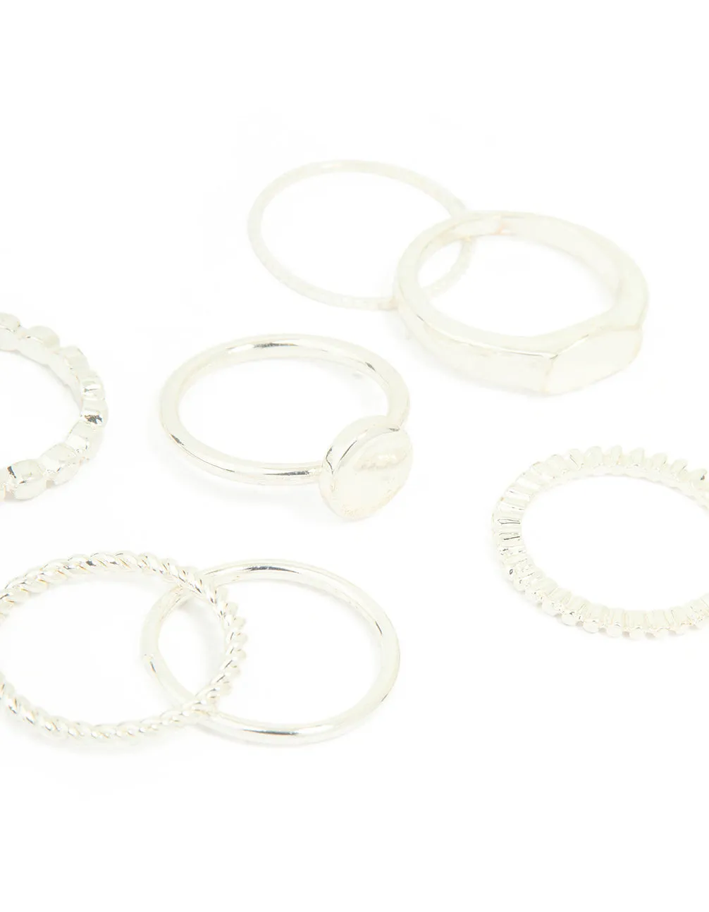 Silver Thin Wrap Circle Stacking Rings 8-Pack sold by lovisa product image thumbnail 2