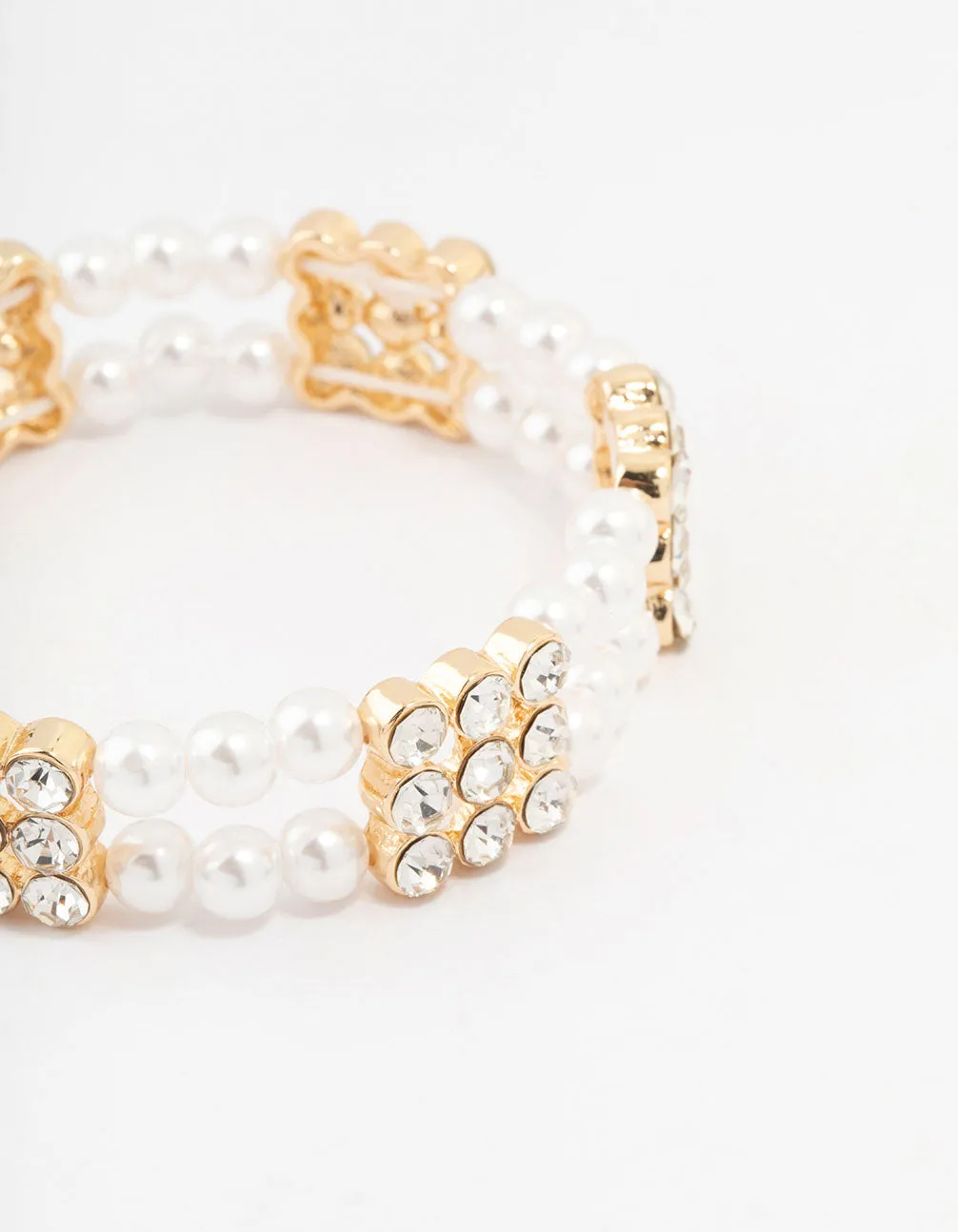 Gold Diamante & Pearl Multiple Layer Bracelet sold by lovisa product image thumbnail 2