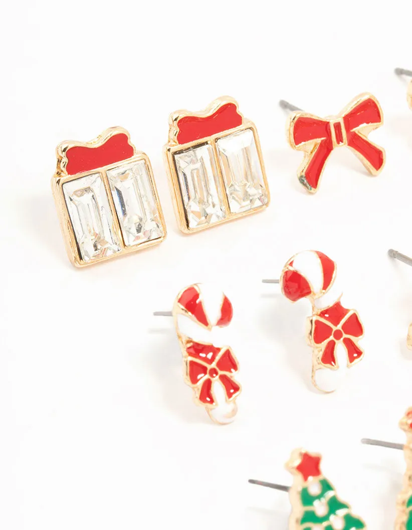 Gold Candy Cane & Bow Earrings 12-Pack sold by lovisa product image thumbnail 2