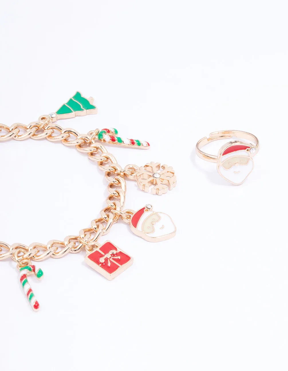 Gold Festive Motif Charm Bracelet & Ring Set sold by lovisa product image thumbnail 2