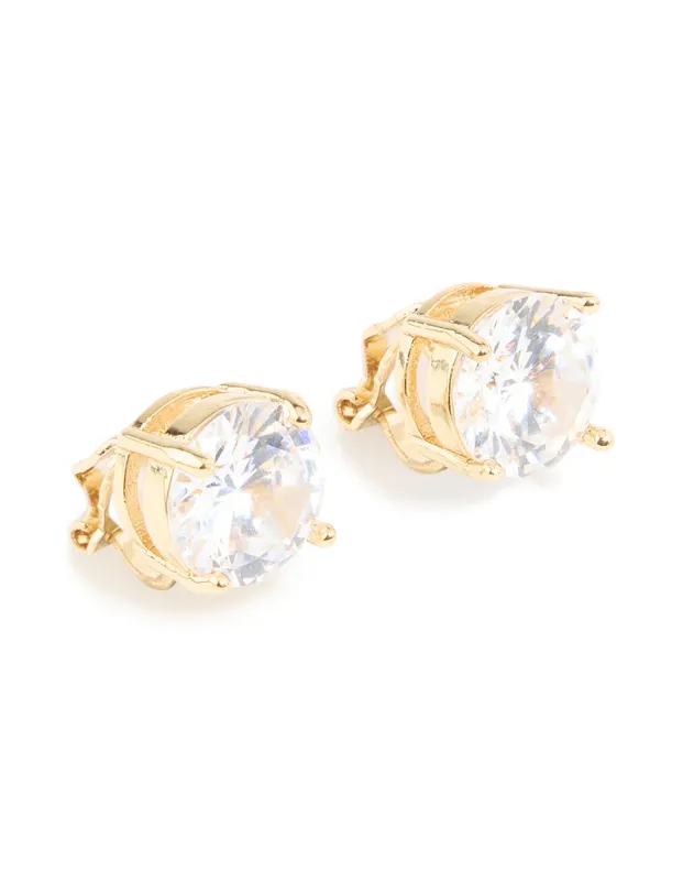 Gold Plated Cubic Zirconia Clip-On Stud Earrings sold by lovisa