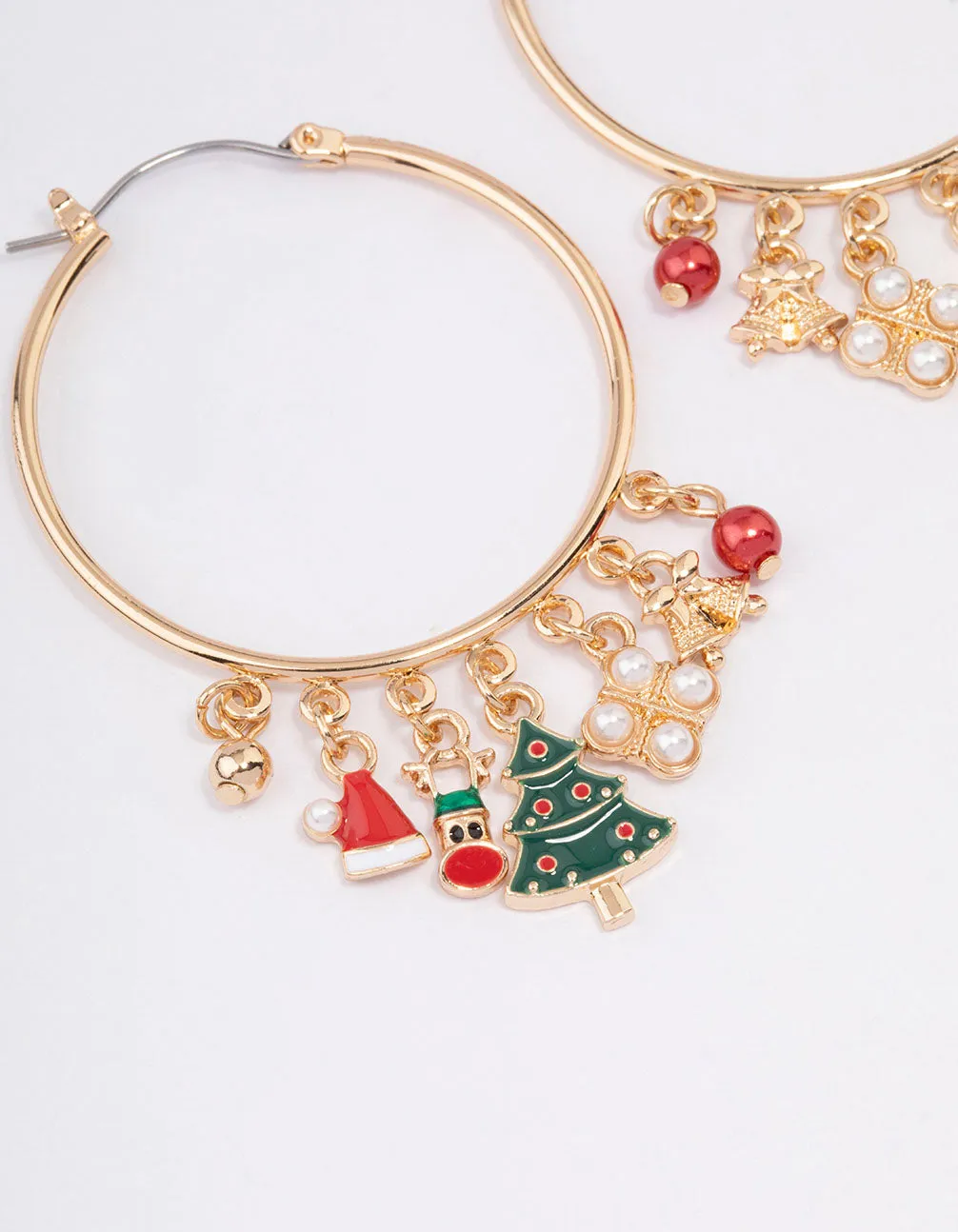 Gold Bell & Santa Hat Charm Hoop Earrings sold by lovisa product image thumbnail 2