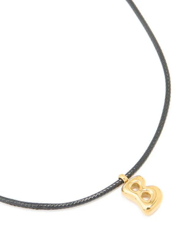 Waterproof Gold Plated Stainless Steel Large Bubble Letter B Cord Necklace sold by lovisa