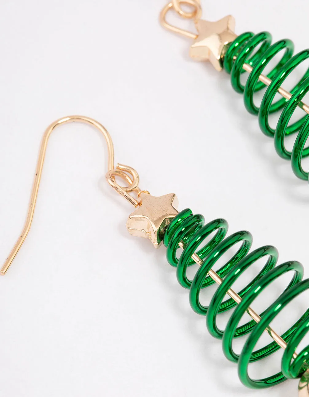 Gold Green Spiral Festive Tree Drop Earrings sold by lovisa product image thumbnail 2
