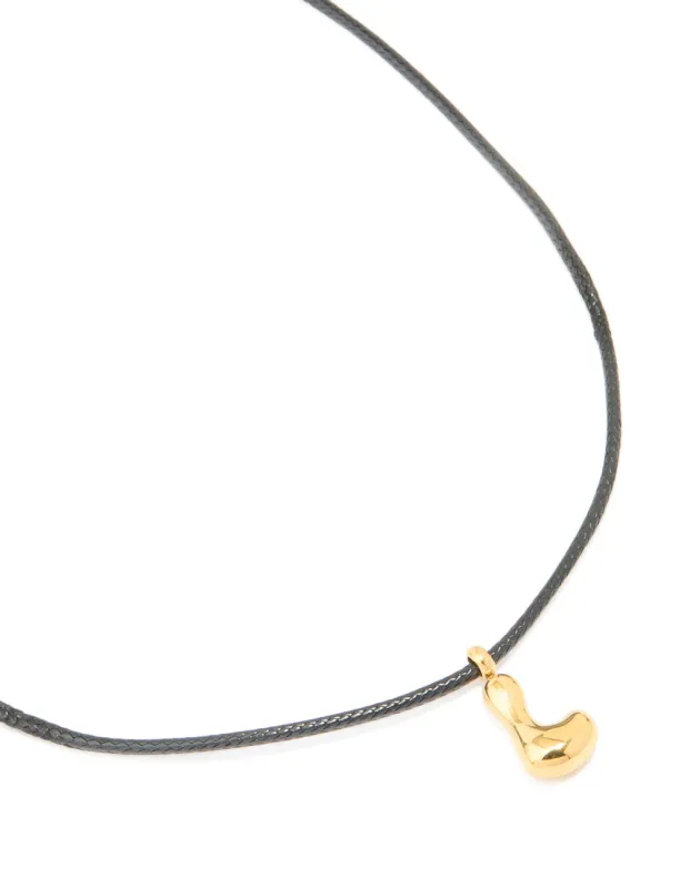 Waterproof Gold Plated Stainless Steel Large Bubble Letter L Cord Necklace sold by lovisa