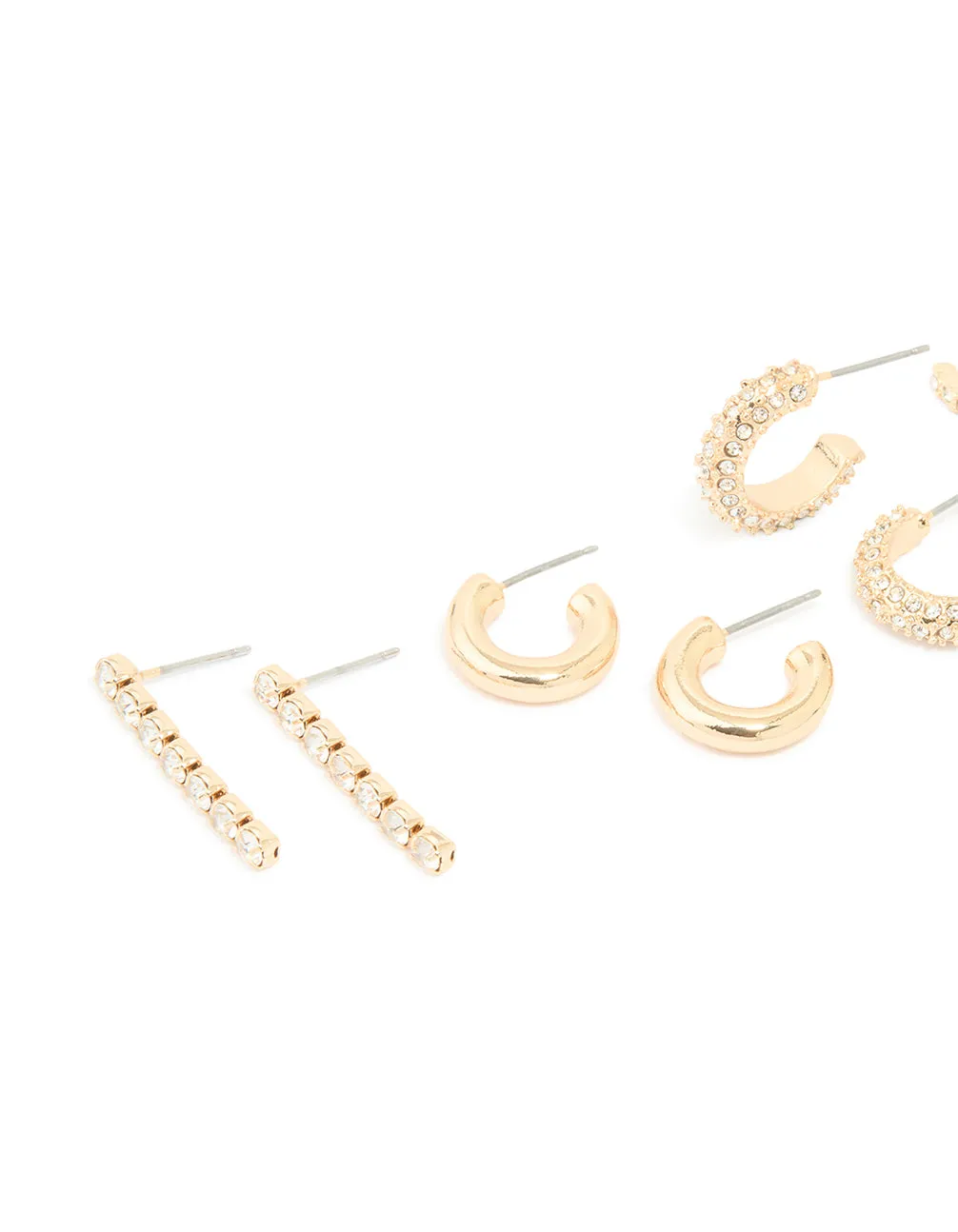 Gold Diamante Mixed Drop & Stud Earrings 5-Pack sold by lovisa product image thumbnail 2