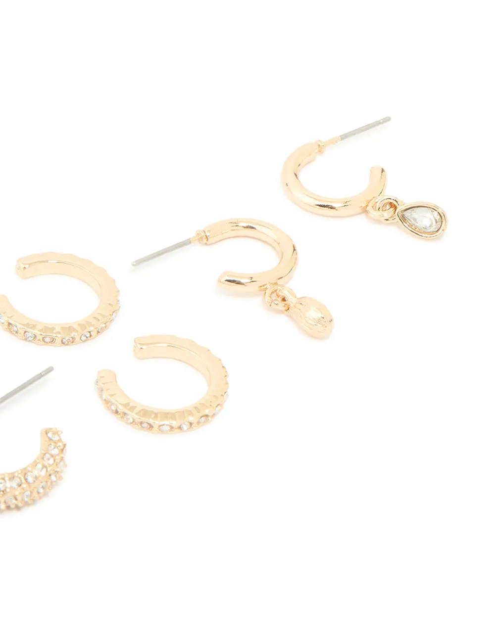 Gold Diamante Mixed Drop & Stud Earrings 5-Pack sold by lovisa product image thumbnail 3