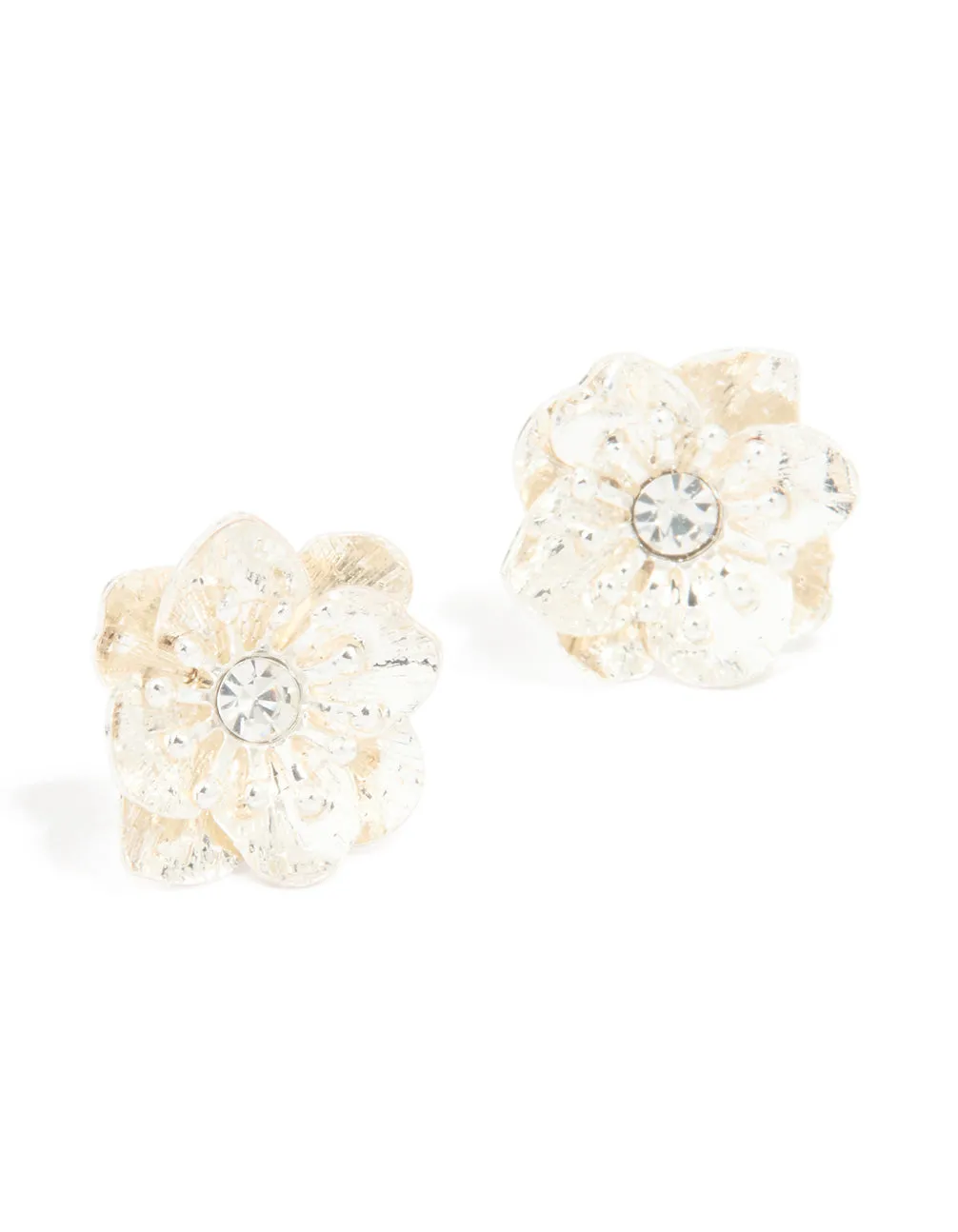 Silver Diamante Flower Stud Earrings sold by lovisa