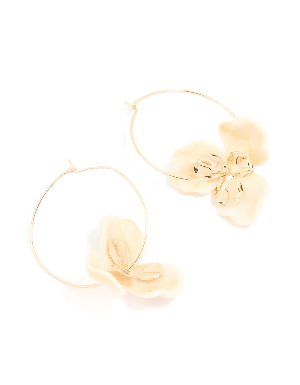 Gold 3D Flower Hoop Earrings sold by lovisa