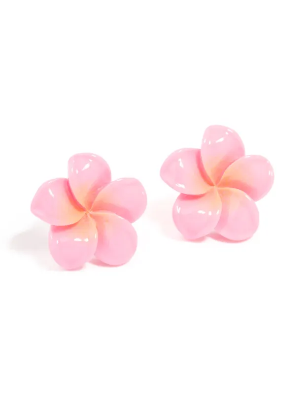 Pink Frangipani Flower Stud Earrings sold by lovisa