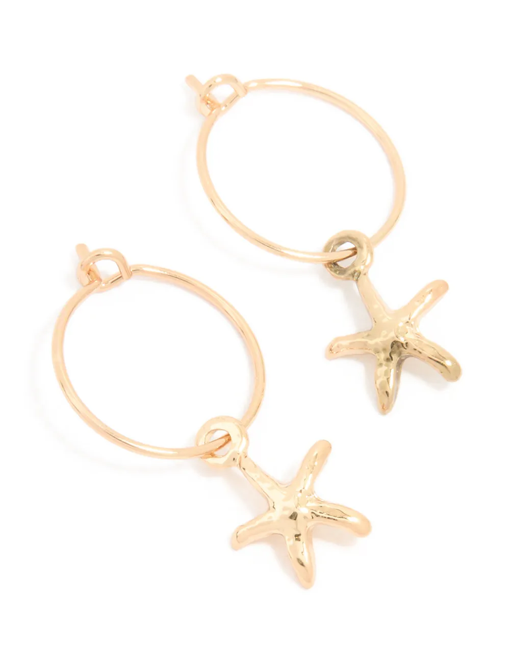 Gold Starfish Charm Hoop Earrings sold by lovisa