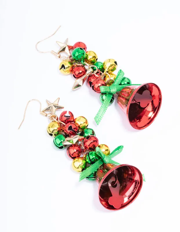 Gold Red Bell With Mini Bells Earrings sold by lovisa