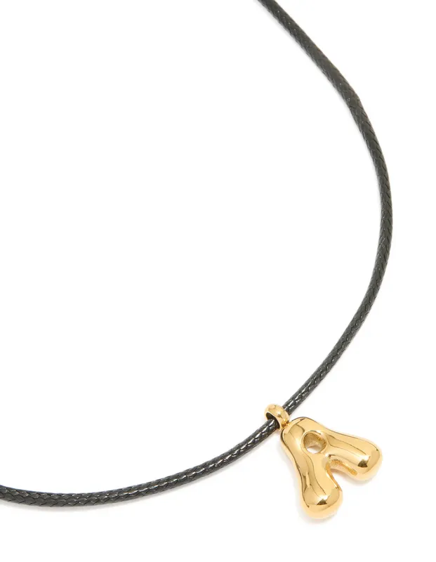 Waterproof Gold Plated Stainless Steel Large Bubble Letter A Cord Necklace sold by lovisa