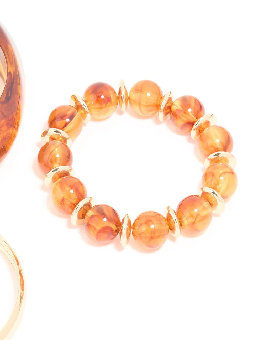 Gold & Brown Acrylic Brown Bangles 3-Pack sold by lovisa product image thumbnail 3