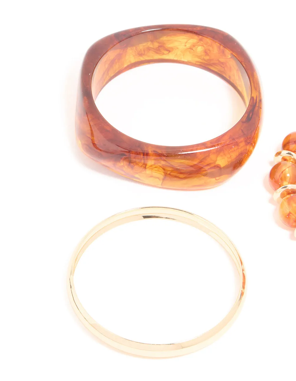 Gold & Brown Acrylic Brown Bangles 3-Pack sold by lovisa product image thumbnail 2
