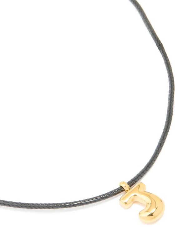 Waterproof Gold Plated Stainless Steel Large Bubble Letter J Cord Necklace sold by lovisa