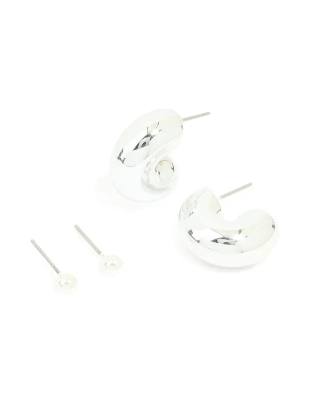 Silver Bubble Ball Hoop & Stud Earrings 2-Pack sold by lovisa