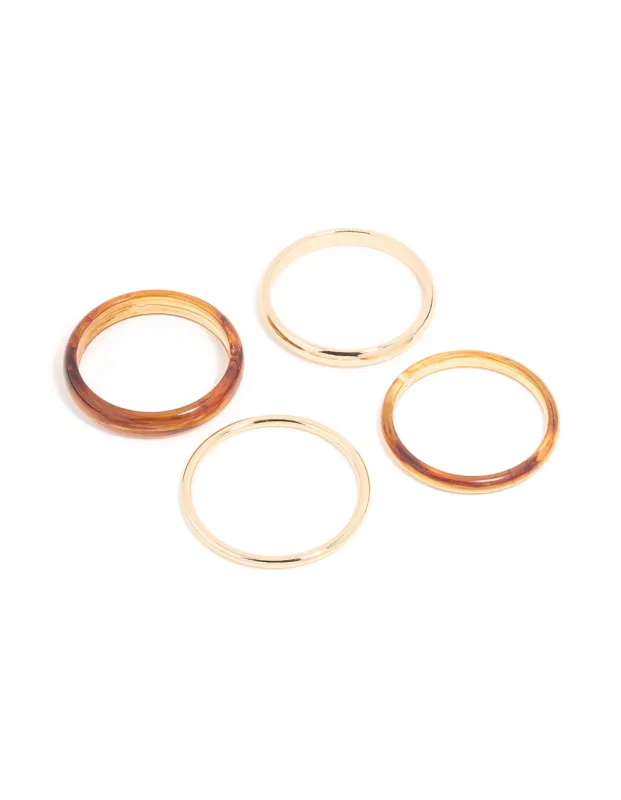 Gold & Brown Acrylic Bangles 4-Pack sold by lovisa