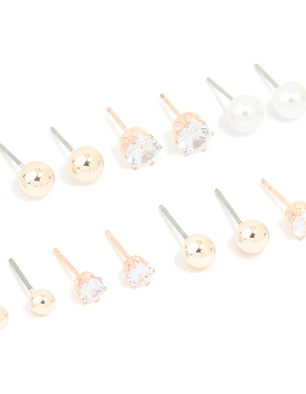 Rose Gold & Pearl Mixed Basic Stud Earrings 8-Pack sold by lovisa product image thumbnail 2