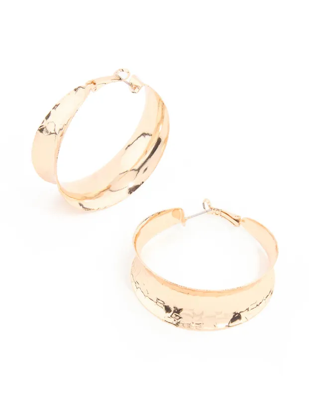 Gold Extra Large Curved Hoop Earrings sold by lovisa