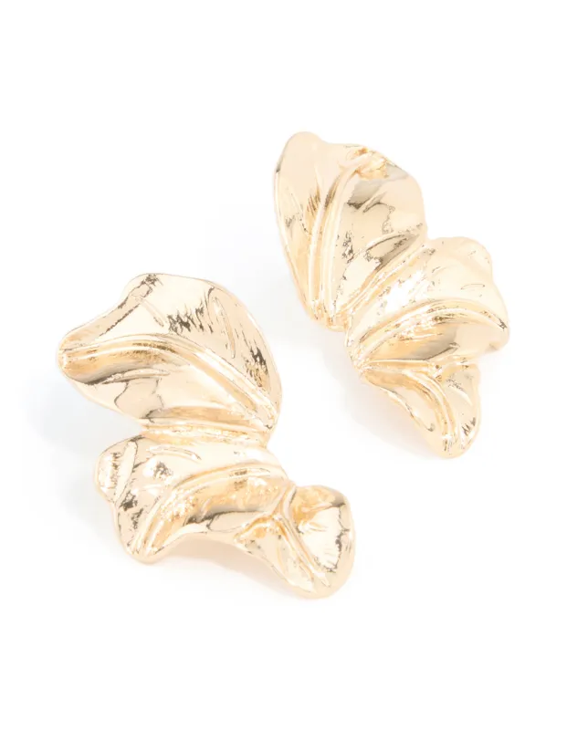 Gold Flower Fan Stud Earrings sold by lovisa