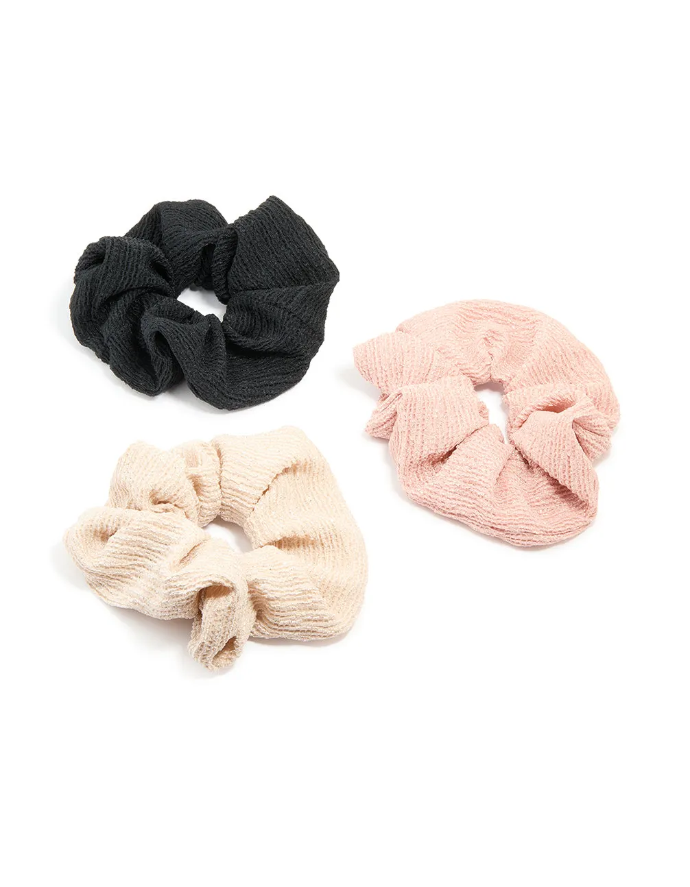 Textured Core Fabric Scrunchies 3-Pack sold by lovisa