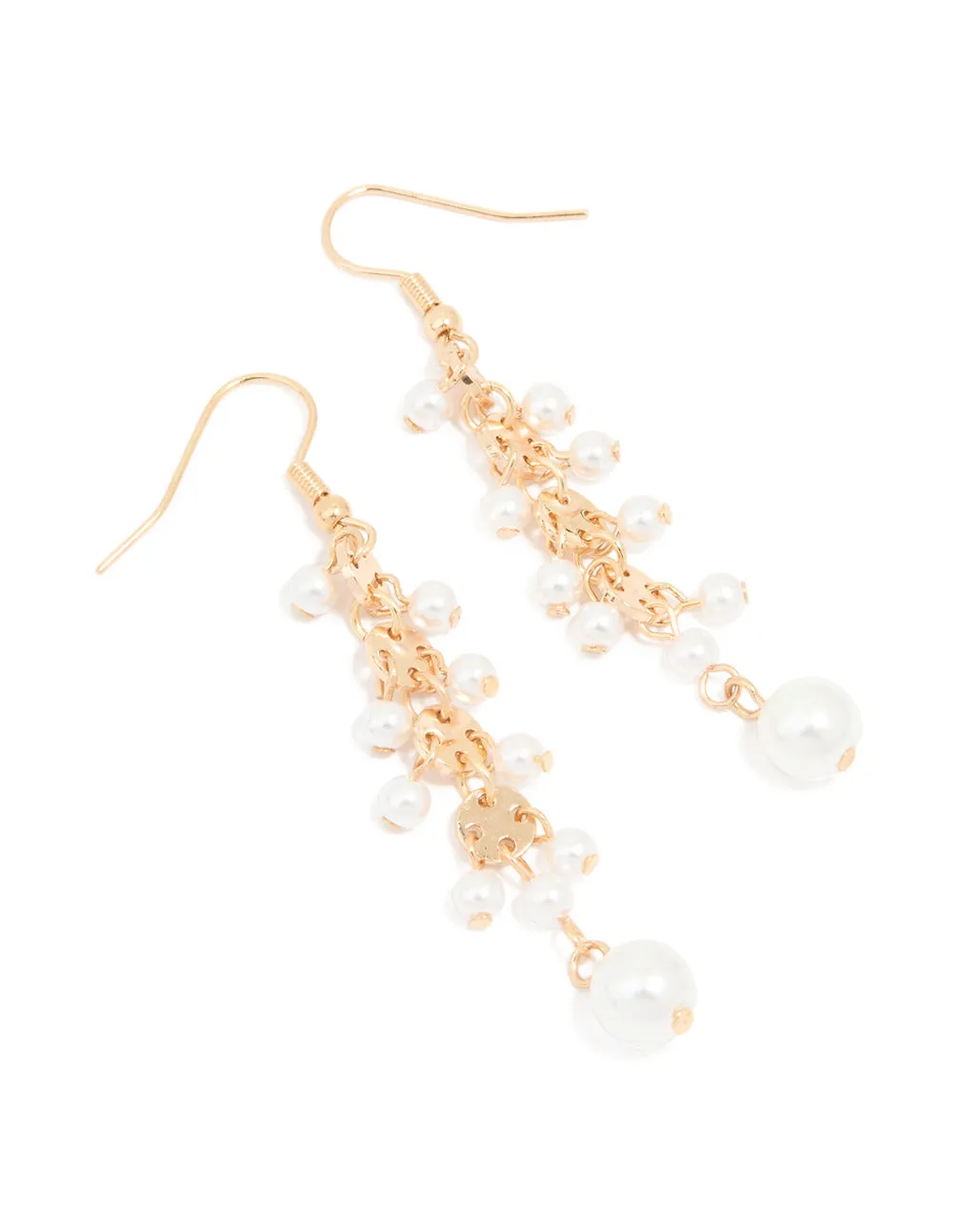Gold Pearl Round Drop Earrings sold by lovisa