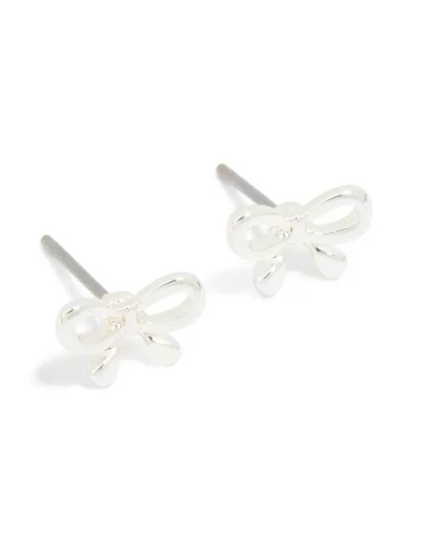 Silver Petite Bow Stud Earrings sold by lovisa