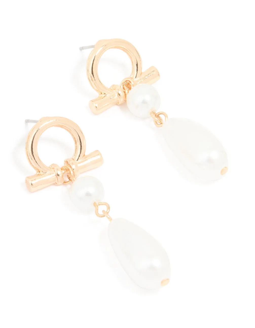 Gold Pearl Open Circle Drop Earrings sold by lovisa