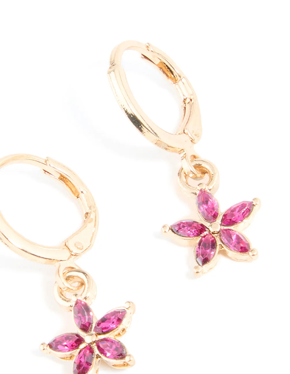 Gold Red Diamante Flower Huggie Earrings sold by lovisa product image thumbnail 3