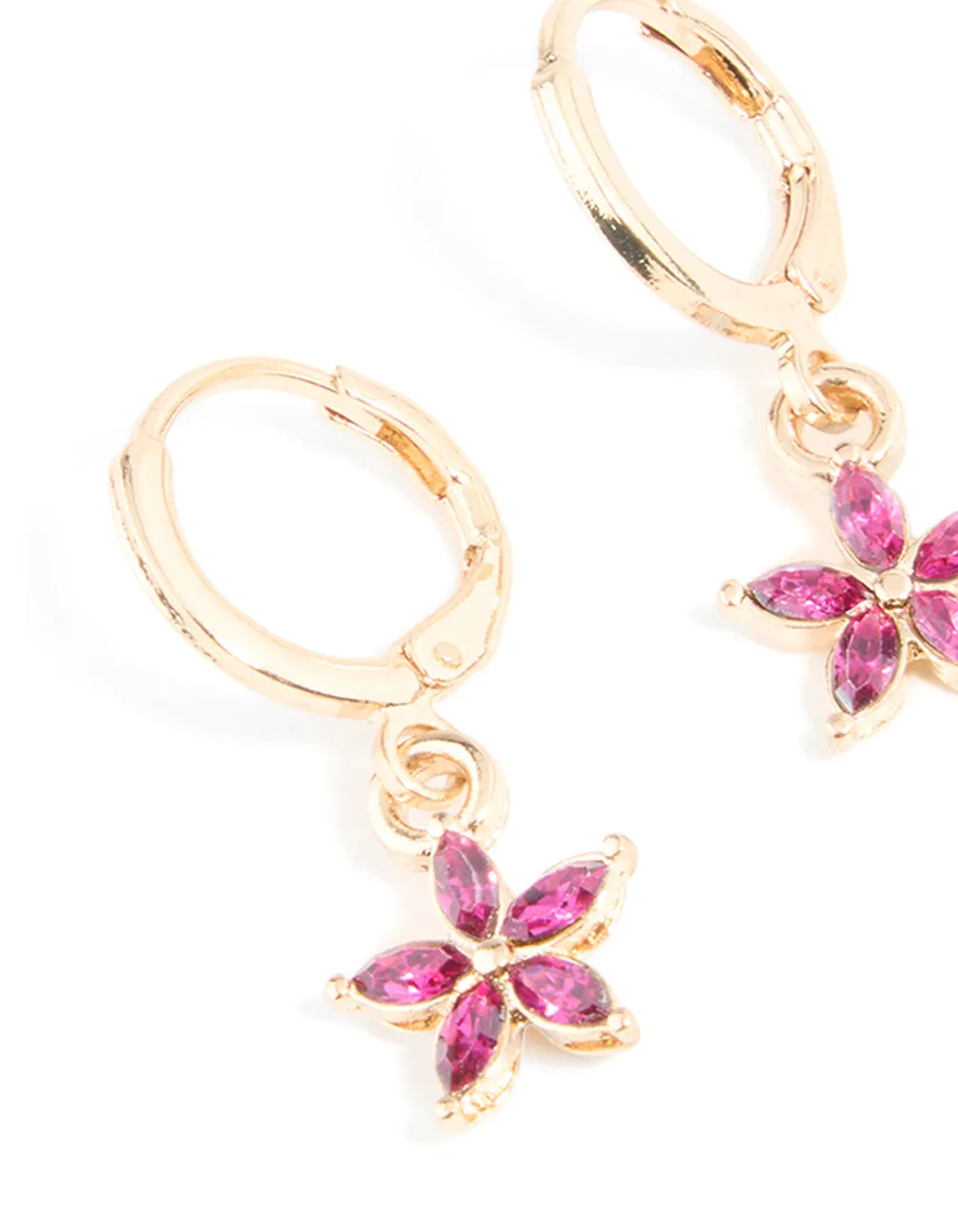 Gold Red Diamante Flower Huggie Earrings sold by lovisa product image thumbnail 2