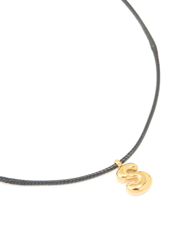 Waterproof Gold Plated Stainless Steel Large Bubble Letter S Cord Necklace sold by lovisa