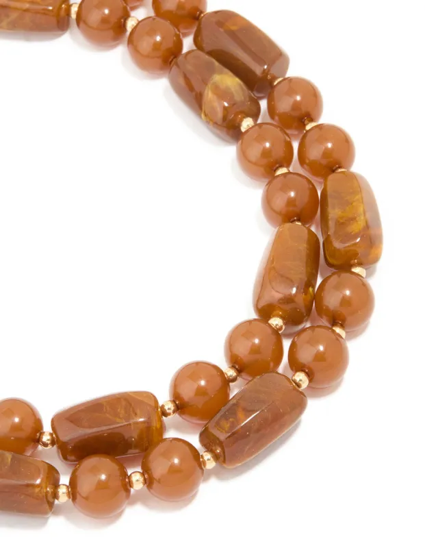 Brown Acrylic Beaded Long Layered Necklace sold by lovisa