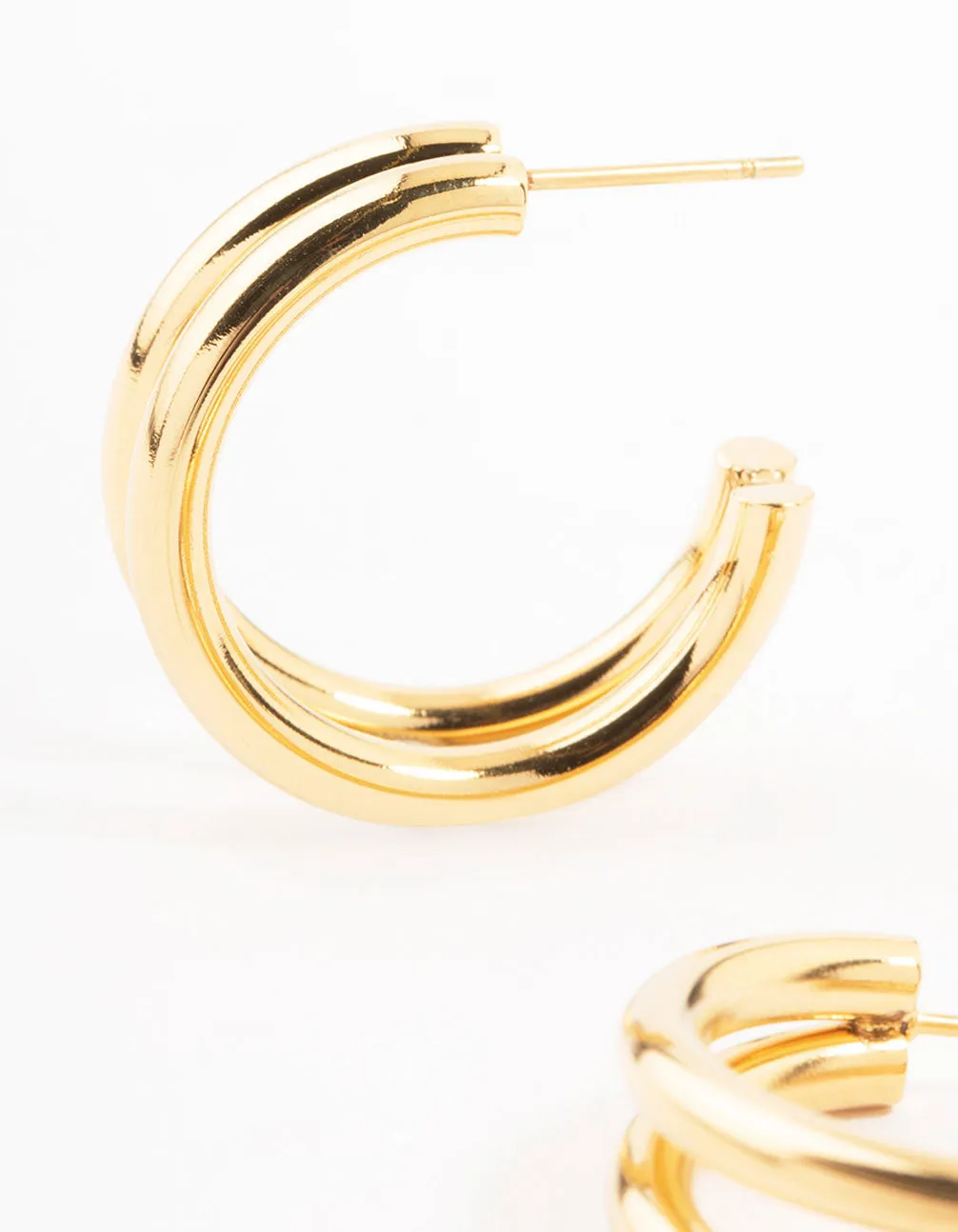 Waterproof Gold Plated Stainless Steel Two Layered Hoop Earrings sold by lovisa product image thumbnail 4