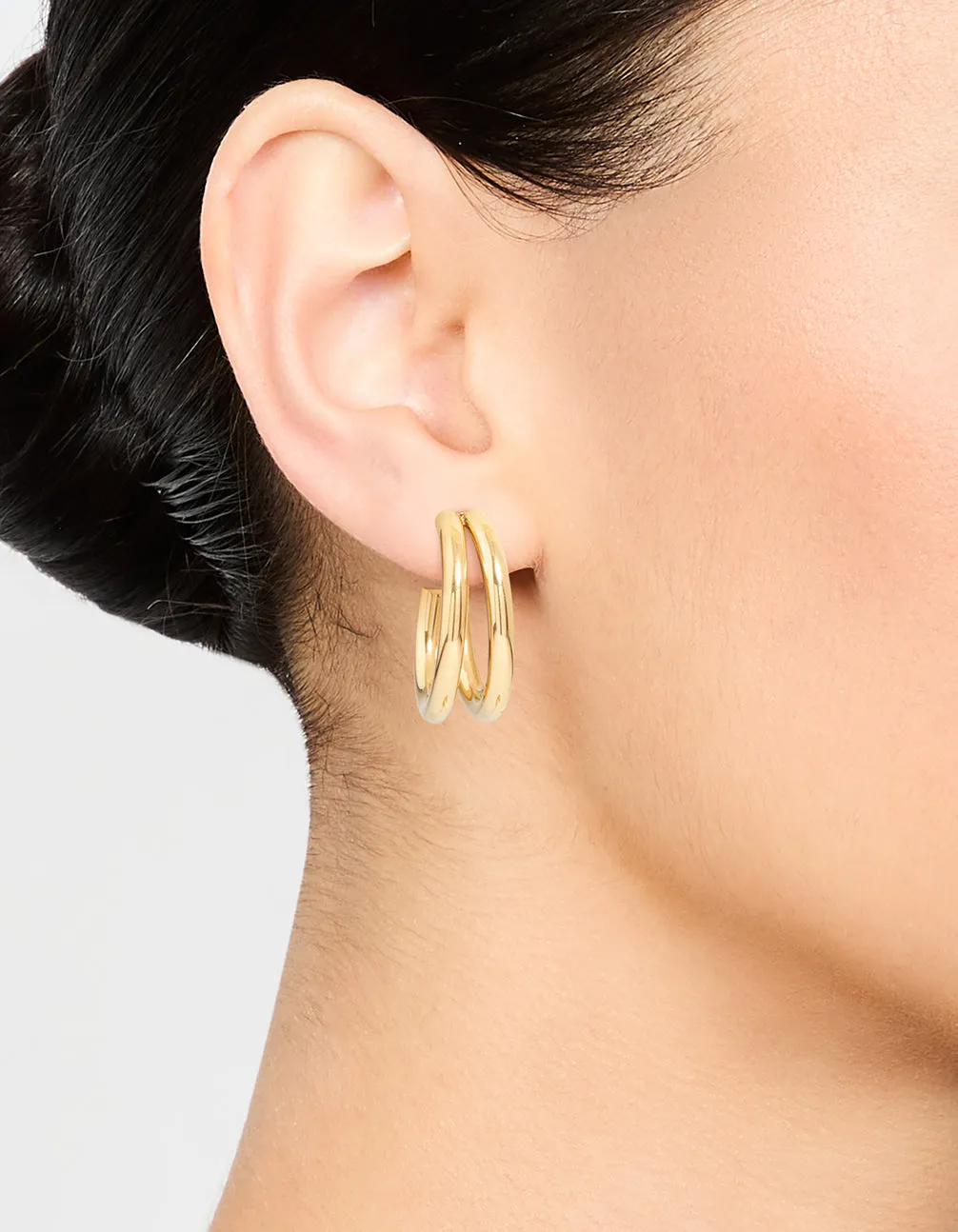 Waterproof Gold Plated Stainless Steel Two Layered Hoop Earrings sold by lovisa product image thumbnail 2