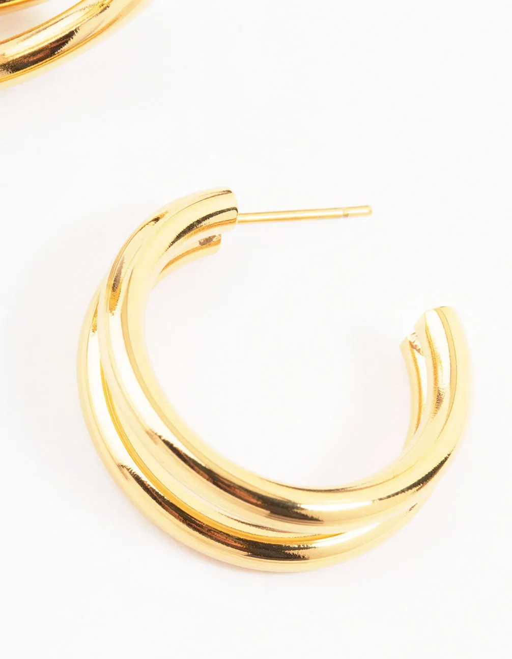 Waterproof Gold Plated Stainless Steel Two Layered Hoop Earrings sold by lovisa product image thumbnail 5