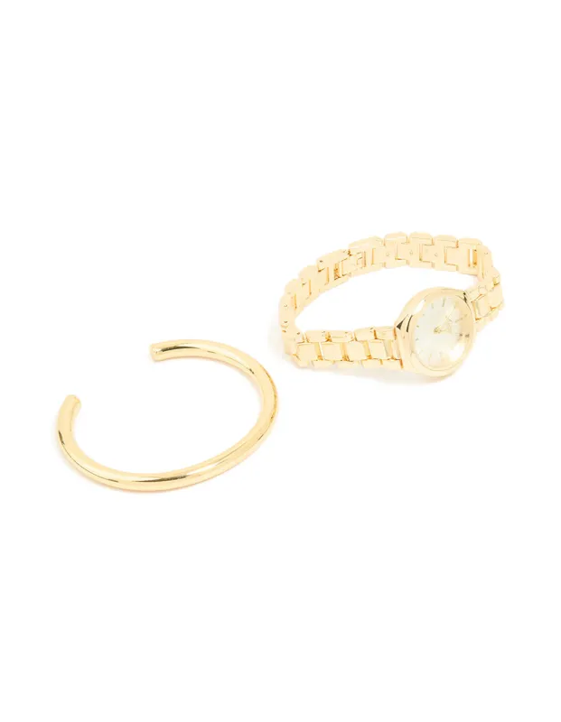 Gold Classic Wrist Cuff & Watch Set sold by lovisa