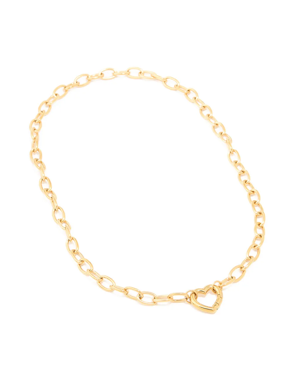 Waterproof Gold Plated Stainless Steel Heart Clasp Chain Necklace sold by lovisa product image thumbnail 4