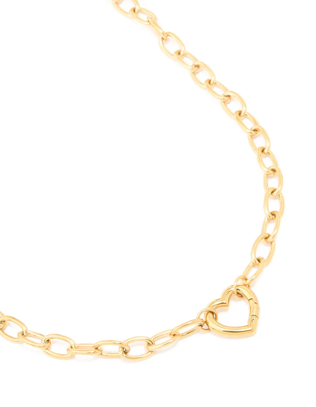 Waterproof Gold Plated Stainless Steel Heart Clasp Chain Necklace sold by lovisa