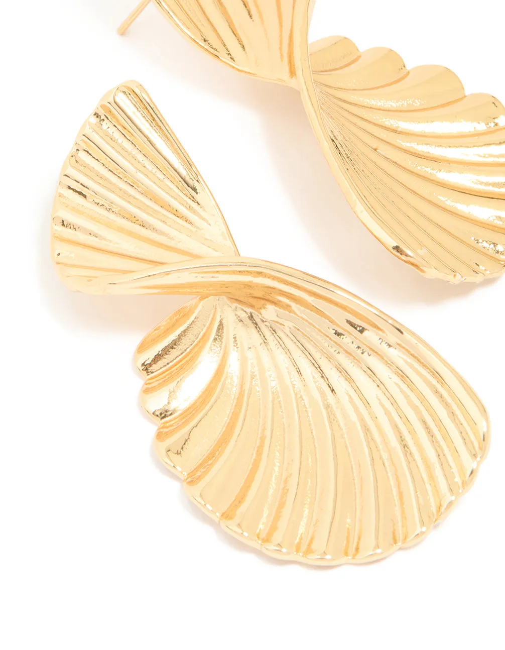 Waterproof Gold Plated Stainless Steel Twisted Textured Stud Earrings sold by lovisa product image thumbnail 2
