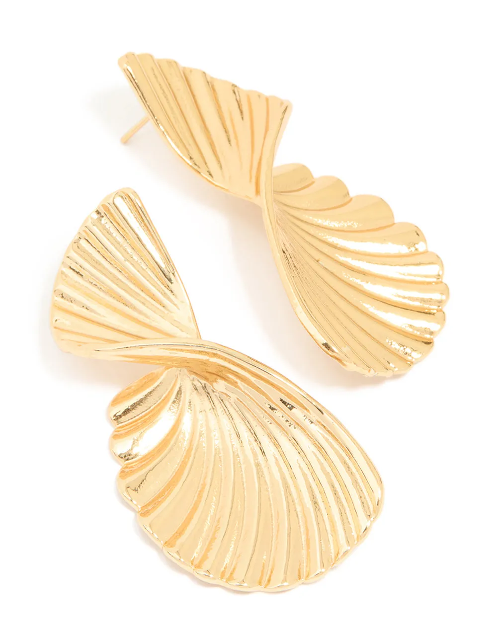 Waterproof Gold Plated Stainless Steel Twisted Textured Stud Earrings sold by lovisa