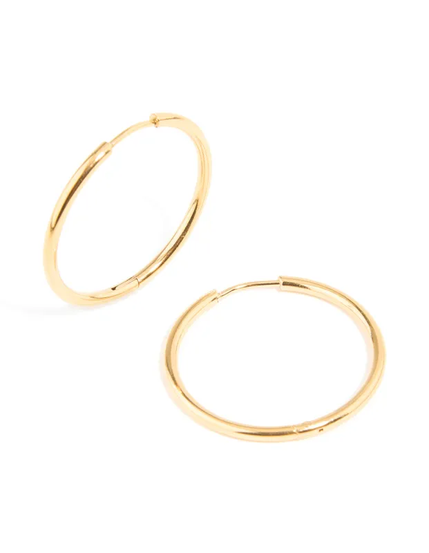 Waterproof Gold Plated Stainless Steel Clicker Hoop Earrings 30 MM sold by lovisa