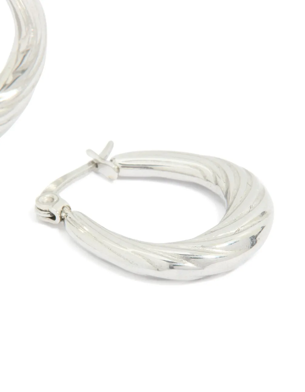 Waterproof Textured Stainless Steel Oval Hoop Earrings sold by lovisa product image thumbnail 3