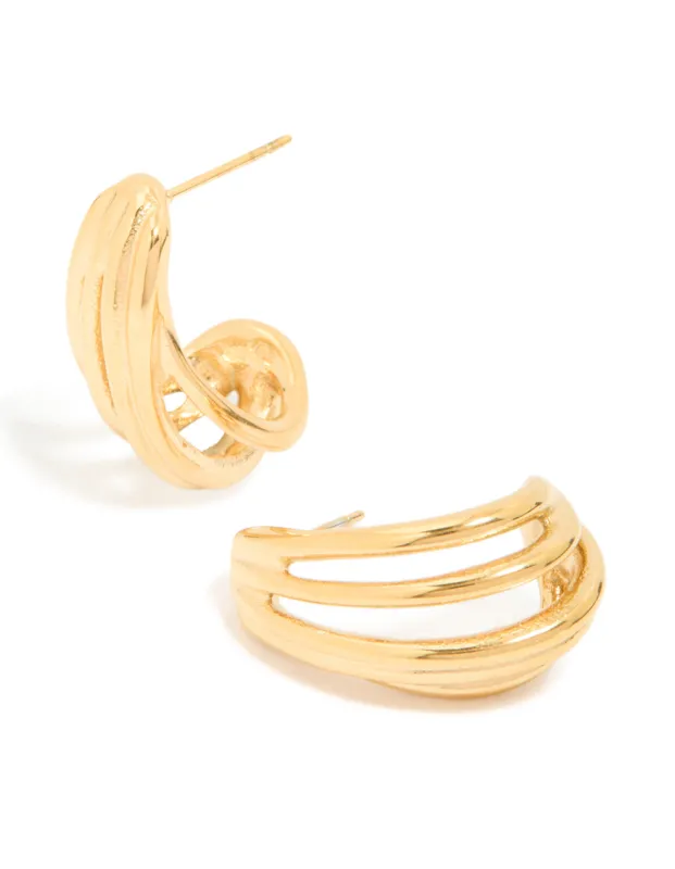 Waterproof Gold Plated Stainless Steel Layered Hoop Earrings sold by lovisa