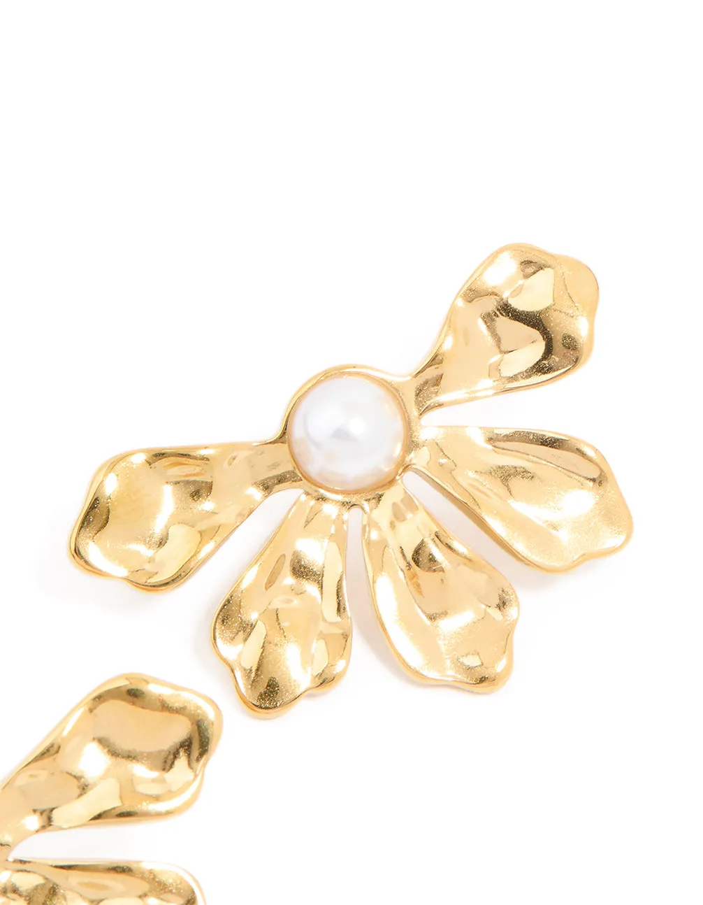Waterproof Gold Plated Stainless Steel Pearl Half Flower Stud Earrings sold by lovisa product image thumbnail 3