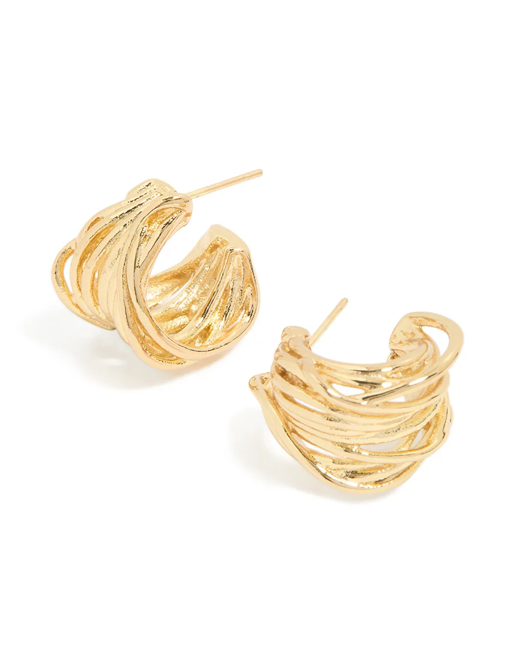 Waterproof Gold Plated Stainless Steel Multi Row Huggie Earrings sold by lovisa