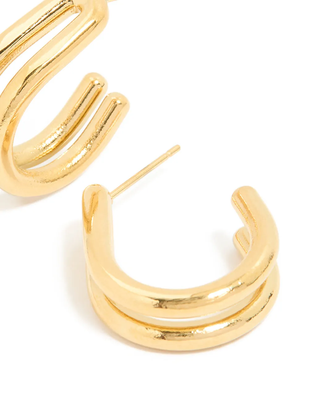 Waterproof Gold Plated Stainless Steel Double Layered Hoop Earrings sold by lovisa product image thumbnail 3
