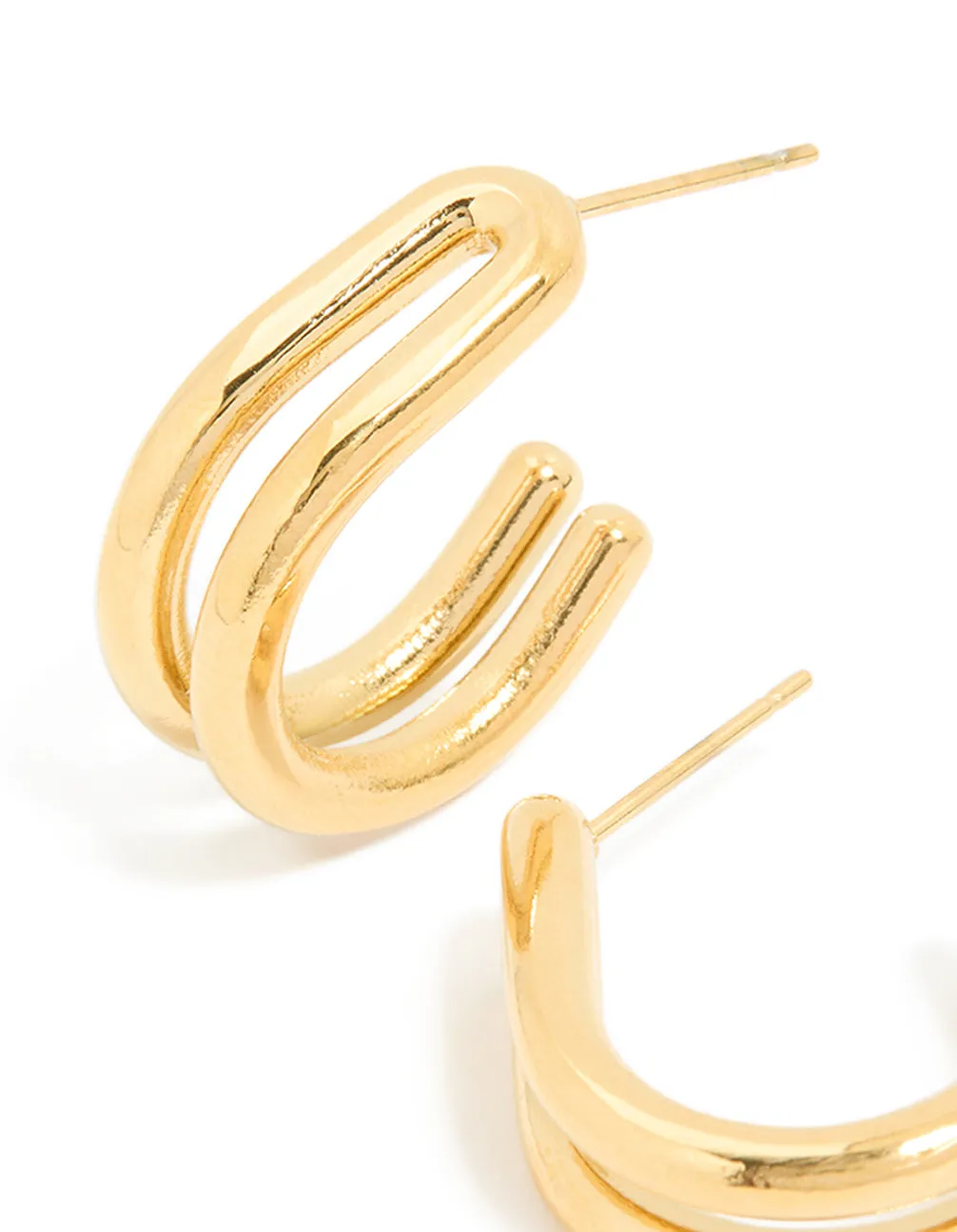Waterproof Gold Plated Stainless Steel Double Layered Hoop Earrings sold by lovisa product image thumbnail 2