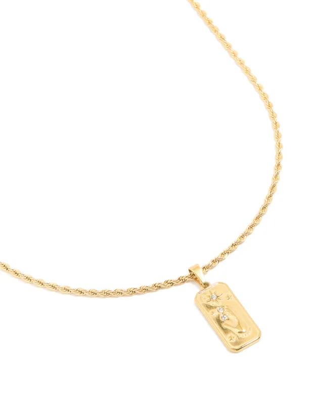 Waterproof Gold Plated Stainless Steel Flower Tab Necklace sold by lovisa