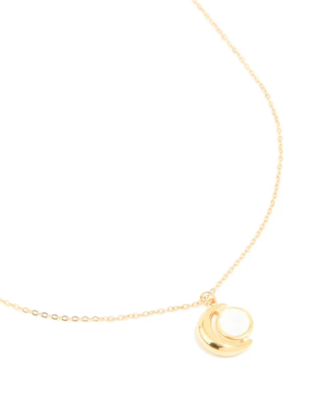 Waterproof Gold Plated Stainless Steel Full & Crescent Moon Phase Necklace sold by lovisa